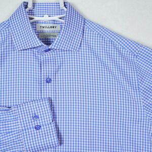 Twillory Mens Tailored Fit Non Iron SafeCotton Gingham Shirt Blue 15.5 32/33